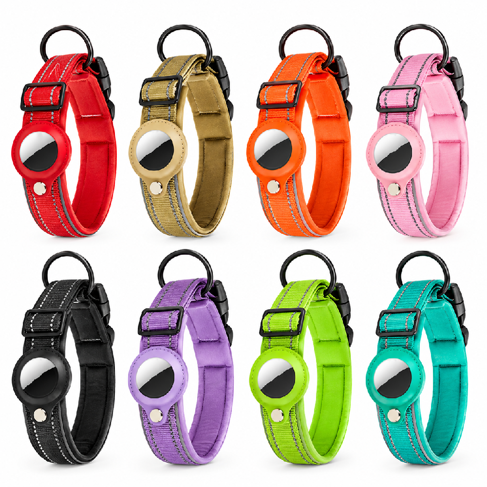 Nylon Pet Collar with Tracker Holder for Dogs